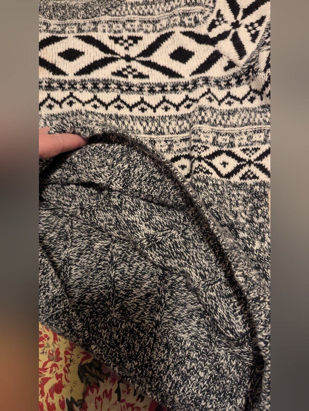 The Normal Brand women's Black and White Fair Isle Crewneck Sweater - Picture 5 of 7